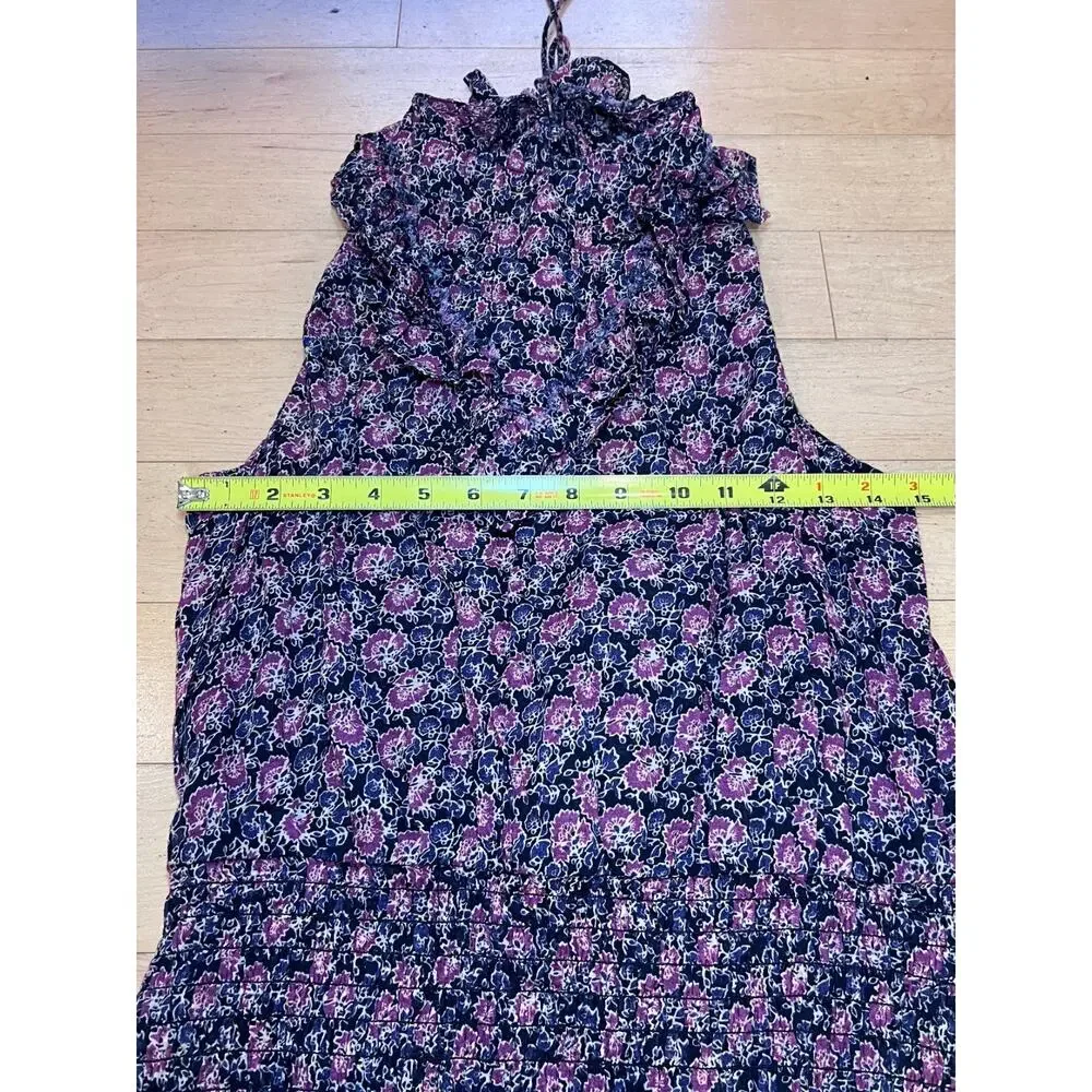 Free People Smocked Floral Mini Dress Large Ruffle Boho Summer Chic Vacation